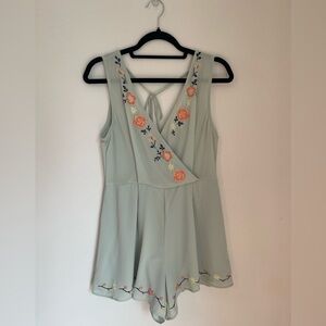 Alter'd State Mint Green Embroidered Romper